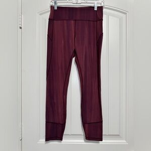 Lululemon In Movement Tight 25" in Linear Spray Dye White Garnet